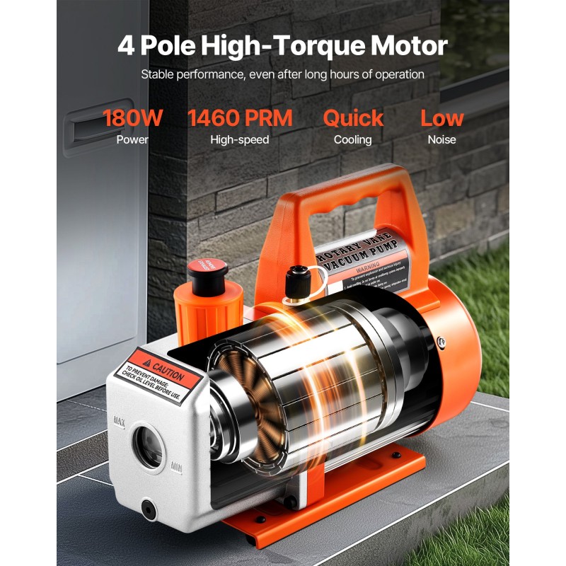 Yksivaiheinen pyörivä lamellityhjiöpumppu 100 l/min 180 W ilmastointihuoltoon VP125
