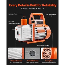 Yksivaiheinen pyörivä lamellityhjiöpumppu 100 l/min 180 W ilmastointihuoltoon VP125