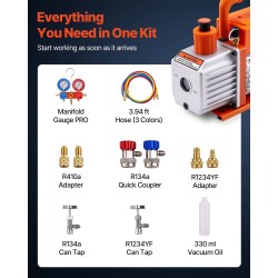 AC-vakuumipumppu 115 L/min yksivaiheinen pyörösiipi monimittarisarjalla vuototunnistimella kantolaukulla