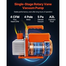 AC-vakuumipumppu 115 L/min yksivaiheinen pyörösiipi monimittarisarjalla vuototunnistimella kantolaukulla