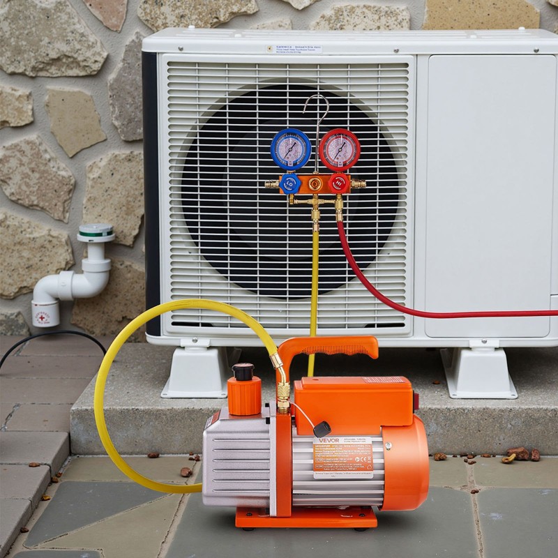 AC-vakuumipumppu 115 L/min yksivaiheinen pyörösiipi monimittarisarjalla vuototunnistimella kantolaukulla