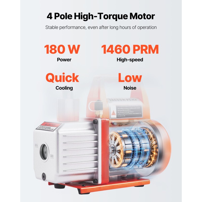 Tyhjiökammio ja yksivaiheinen tyhjiöpumppu ruostumatonta terästä 11.36 litraa