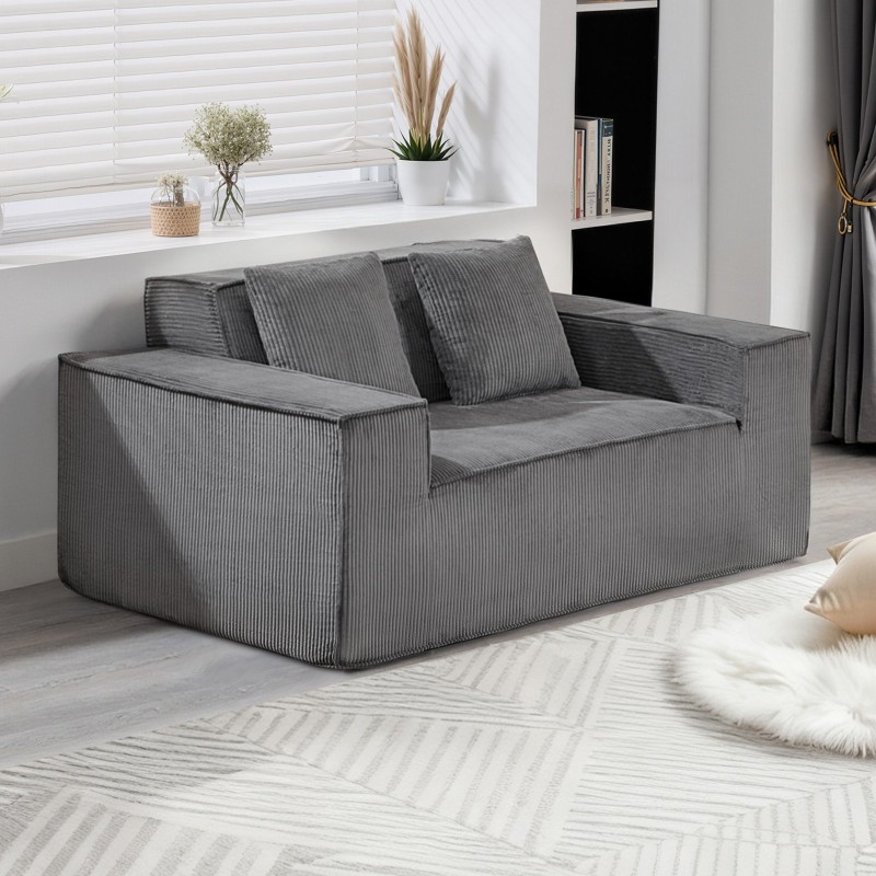 Kaksipaikkainen vakosamettisohva leveys 160 senttimetriä harmaa taskujousitus ilman kokoamista