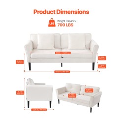 kaksipaikkainen samettisohva valkoinen kompakti tukevarunkoinen pieniin asuntoihin