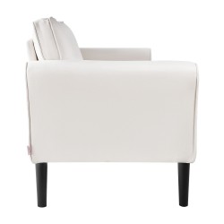 kaksipaikkainen samettisohva valkoinen kompakti tukevarunkoinen pieniin asuntoihin