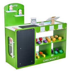 Puinen ruokakauppaleikkisetti MDF yli 3 vuotiaille kuljetinhihna skanneri vaaka