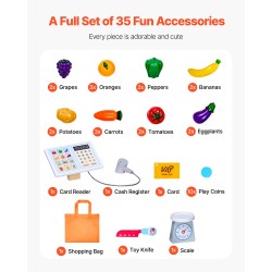 Puinen ruokakauppaleikkisetti MDF yli 3-vuotiaille kuljetinhihna skanneri vaaka