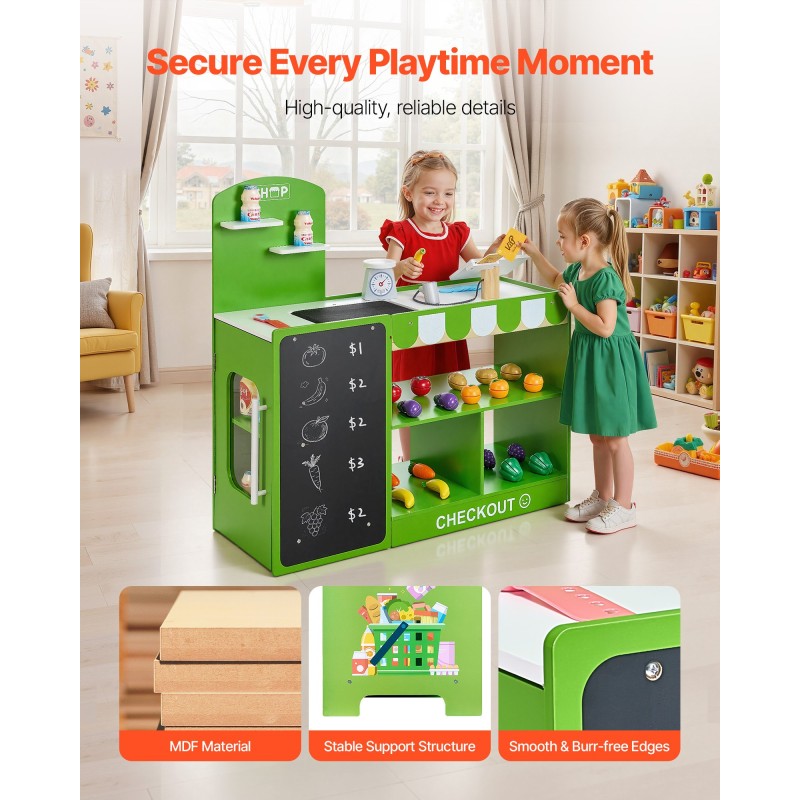 Puinen ruokakauppaleikkisetti MDF yli 3-vuotiaille kuljetinhihna skanneri vaaka