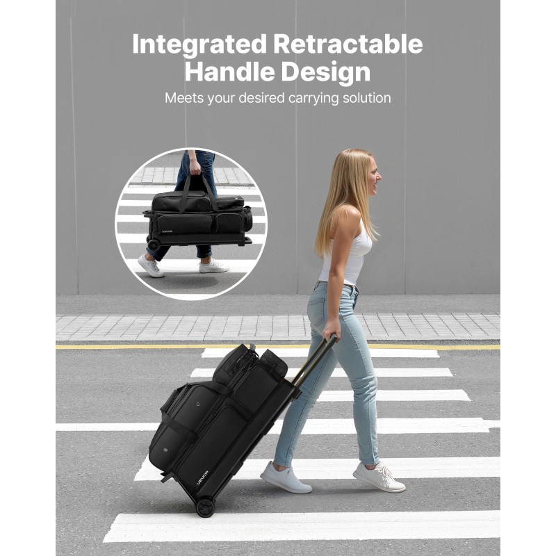 Keilapallolaukku 3 pallolle 600D Oxford-kangas PVC-pinnoite pyörällinen teleskooppikahva kenkäosasto kokoon US16 asti