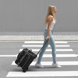 Keilalaukku kahdelle pallolle 600D Oxford-kangas PVC-pinnoitteella erillisellä kenkäosastolla pyörillä teleskooppikahvalla