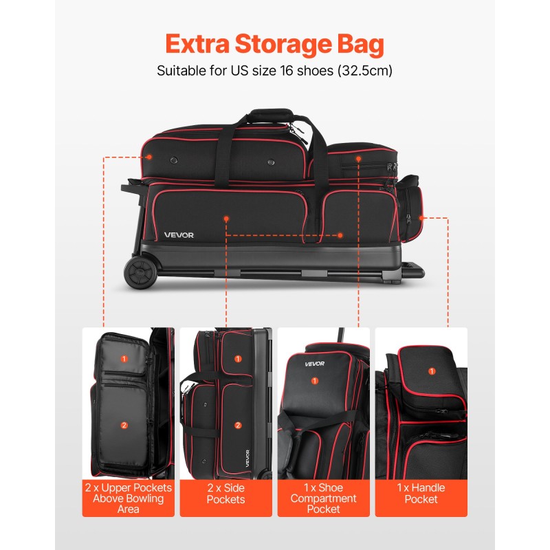 Keilapallolaukku 600D-kangas PVC-vesitiivis pinnoite 3 pallolle erillisellä kenkäosastolla teleskooppikahvalla pyörillä