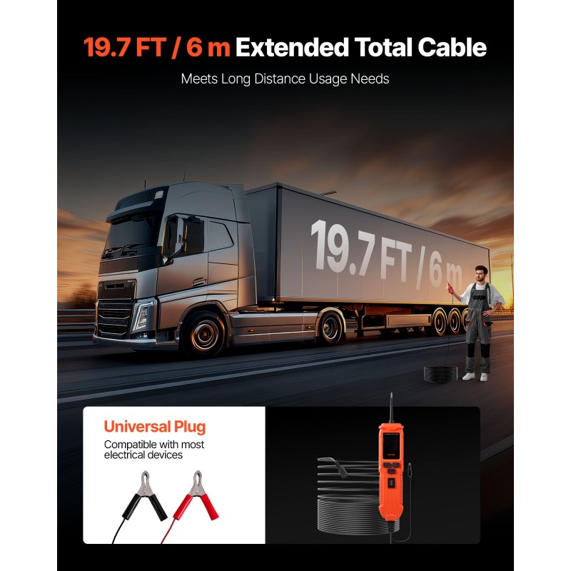 Auton virtapiiritesteri fosforipronssinen mittapää 7 testitilaa 6 m johto