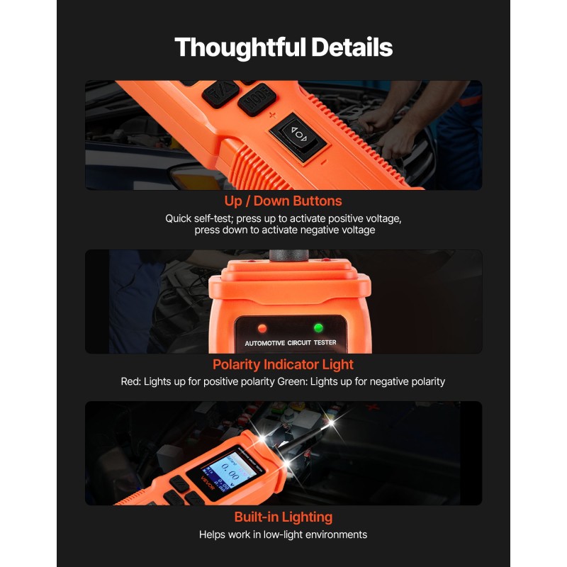 Auton virtapiiritesteri fosforipronssinen mittapää 7 testitilaa 6 m johto