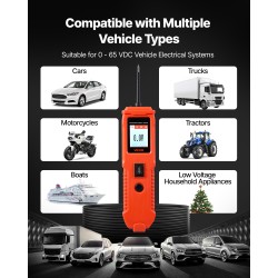 Ajoneuvojen virtapiirintesteri värinäyttö 4 testitilaa muovikuori fosforipronssinen kärki 4 metrin johto