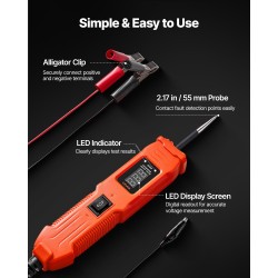 Ajoneuvojen piirientesteri ABS-kuorinen 6–36 V DC 4 m kaapelilla LED-näytöllä