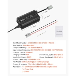 Litiumakkulaturi 12V 20A LiFePO4 alumiiniseosrunko Anderson liitin 0V aktivointi