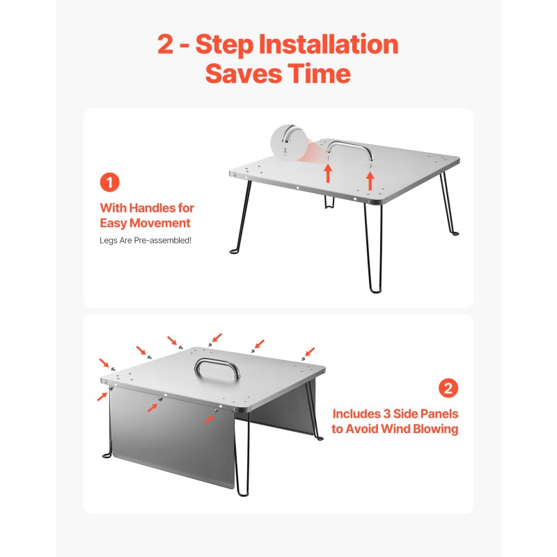 Tulisijan lämpösuoja neliö 430 ruostumatonta terästä 645x645 mm taittuvilla jaloilla