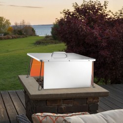 Tulisijan lämpösuoja neliö 430 ruostumatonta terästä 645x645 mm taittuvilla jaloilla