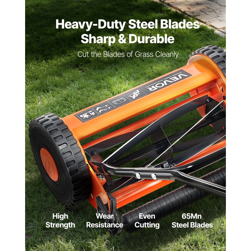 Manuaalinen kelaleikkuri teräsrunko 35 cm 5 terää 15–45 mm keräyspussilla