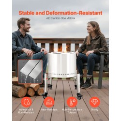 Säädettävä tulisijan jalusta 430-ruostumattomasta teräksestä 38–68,6 cm pyörillä