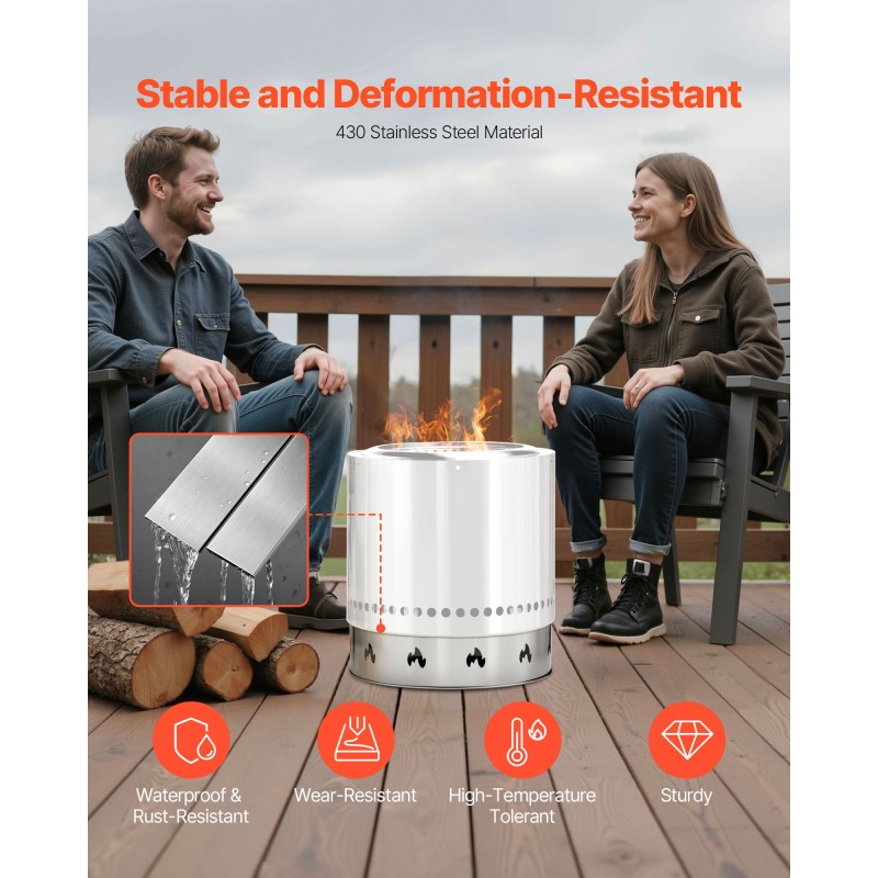 Tulisijan jalusta 430-ruostumattomasta teräksestä yhteensopiva 19,5 tuuman tulisijan kanssa