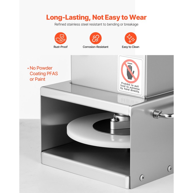 Sähköinen pizzataikinan puristin ruostumatonta terästä 6 tuuman koko 5 mm paksuus