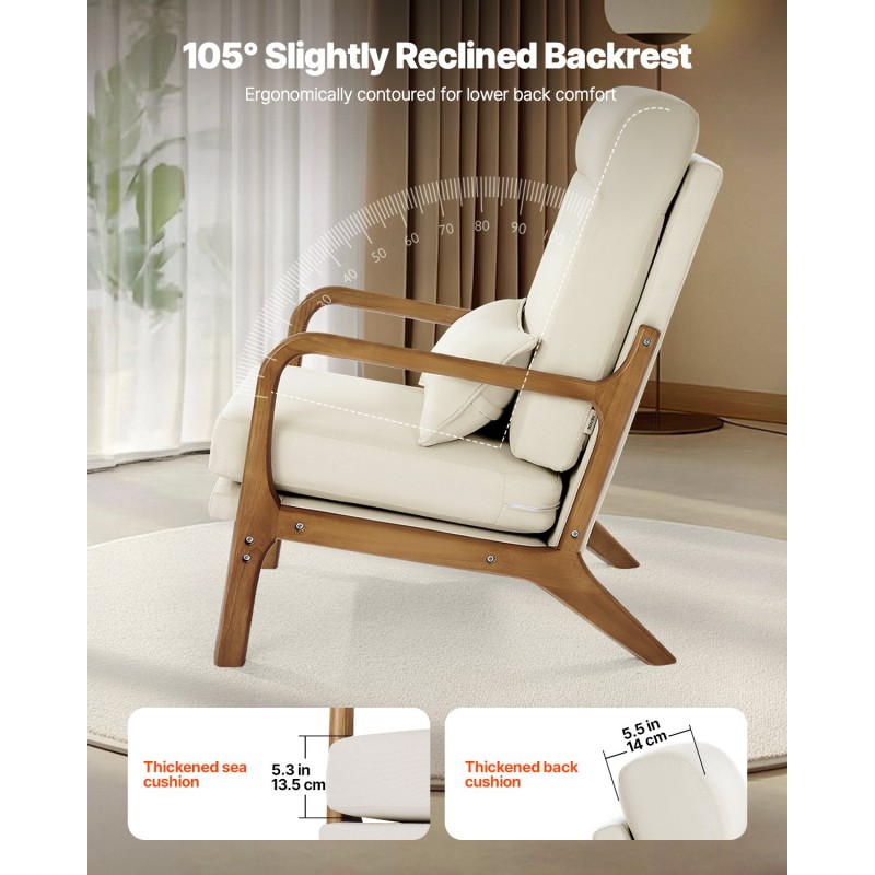 Nojatuoli massiivipuurungolla pellavaverhoilu 13,5 cm istuintyyny 150 kg kantavuus