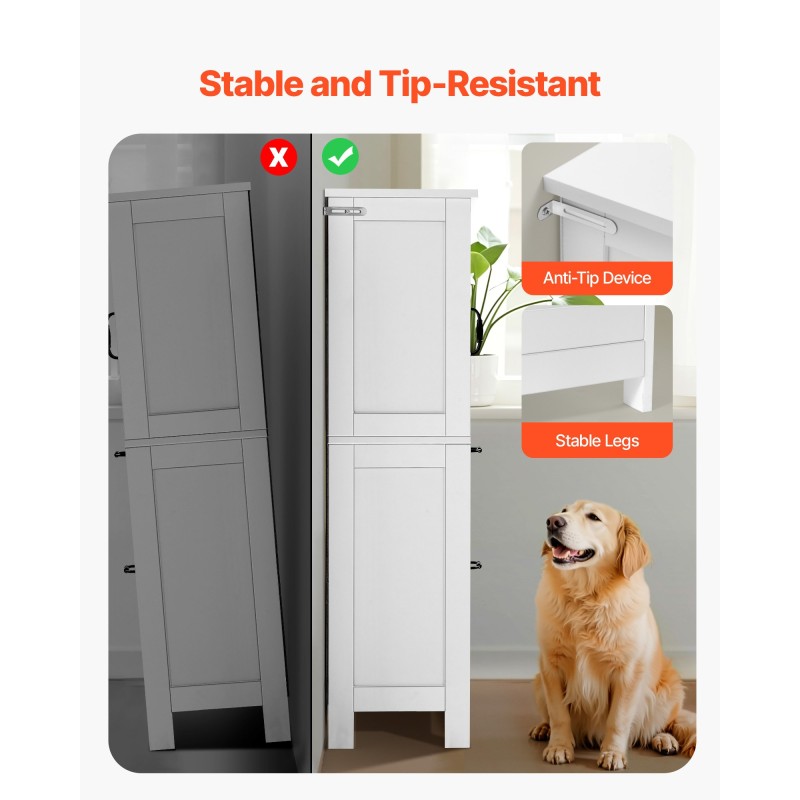 Lattiakaappi kylpyhuoneeseen 4-tasoinen P2 MDF valkoinen kahdella ovella kahdella laatikolla