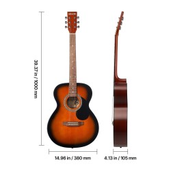 Dreadnought-akustinen kitara 40 tuumaa 1016 mm kuusikansi mahonkirunko ruusupuinen otelauta kantopussilla aloittelijoille