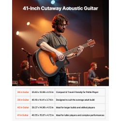 Akustinen cutaway-kitara 41-tuumainen kuusi kansi mahonki pohja ruusupuu otelauta aurinkoviimeistely kantopussi