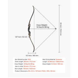 Purettava puinen vastakaarijousi oikeakätinen viisikymmentä paunaa vetovastus varustepaketti harjoitteluun metsästykseen