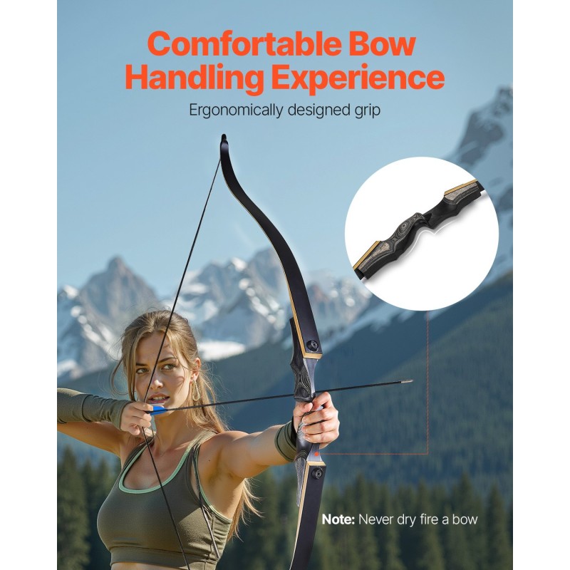 Recurve-jousi ja nuolisetti oikeakätinen täyspuinen 1524 mm 30 paunaa