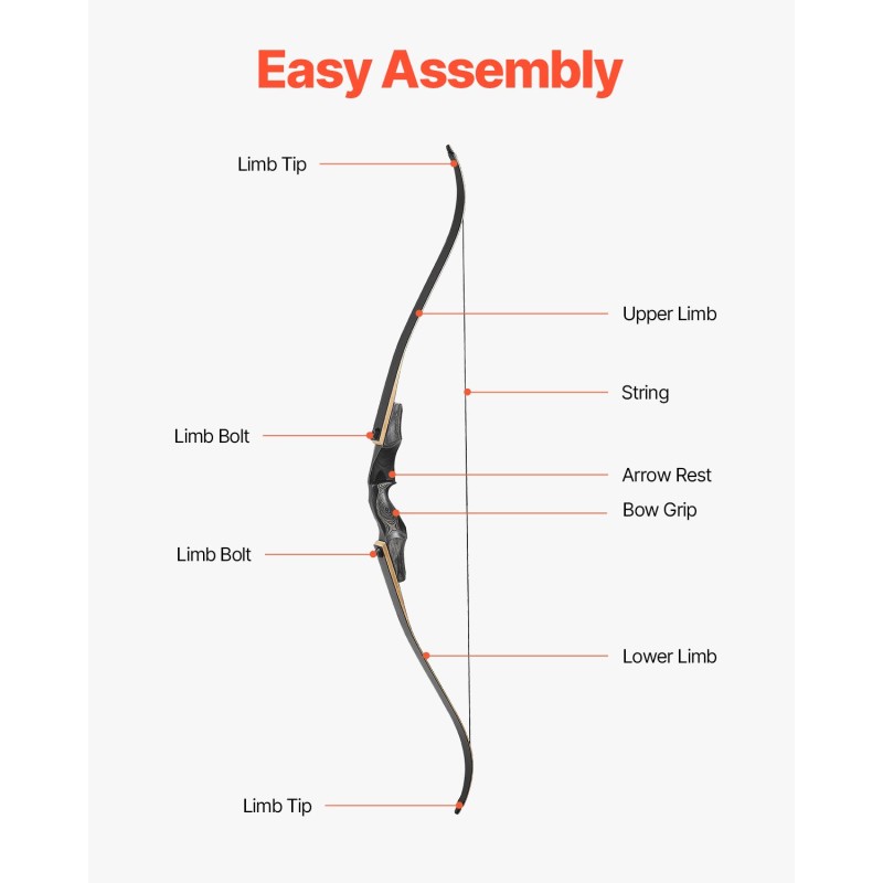 Recurve-jousipaketti massiivipuinen purettava 1524 mm 15,88 kg oikeakätinen nuolisetti