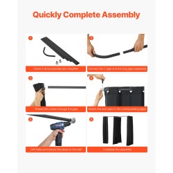 Sovitushuone kaksihenkinen musta polyesteriverho rautarunko 200 x 100 x 200 cm