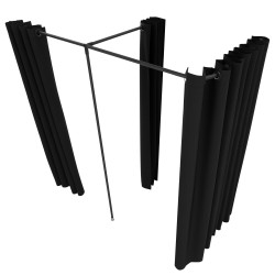 Sovitushuone kaksihenkinen musta polyesteriverho rautarunko 200 x 100 x 200 cm