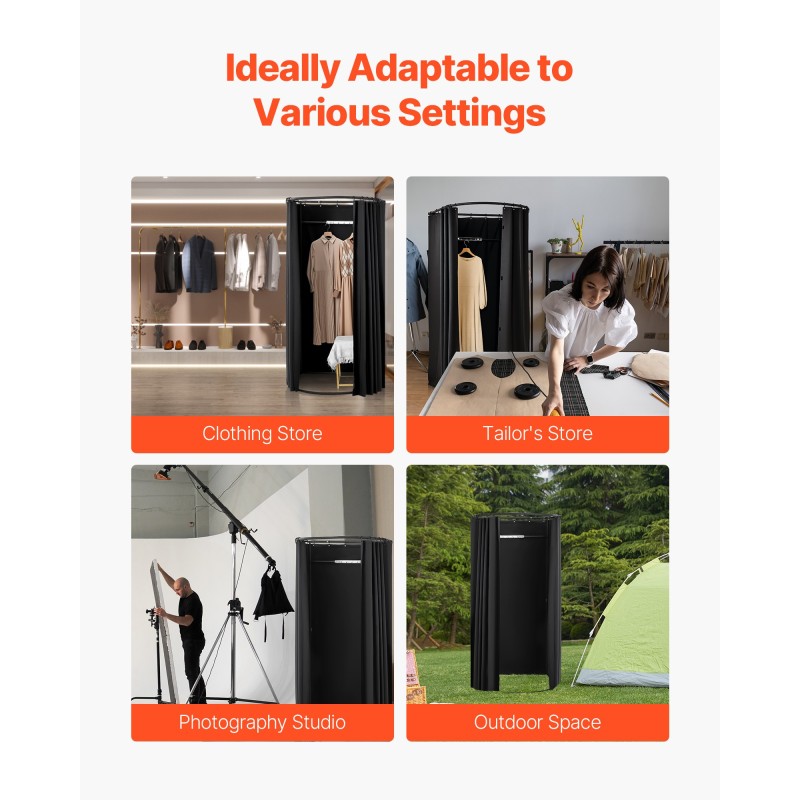 Kannettava sovitushuone paksulla polyesteriverholla rautaputkilla alumiiniputkilla yhden henkilön malli