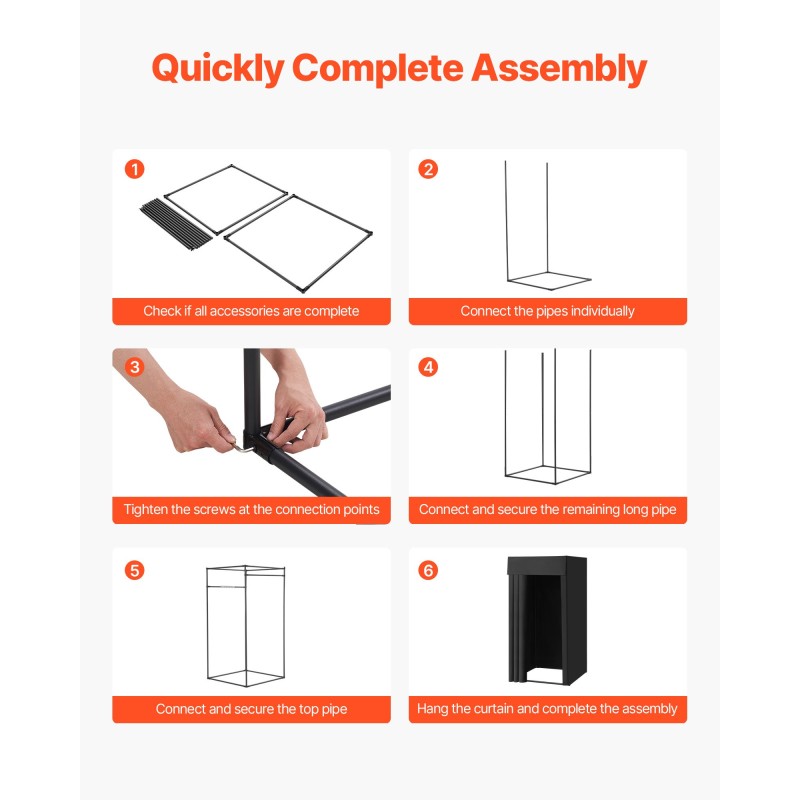 Kannettava sovitushuone yhden hengen musta polyesteriverho Q195 rautarunko 99x99x198 cm