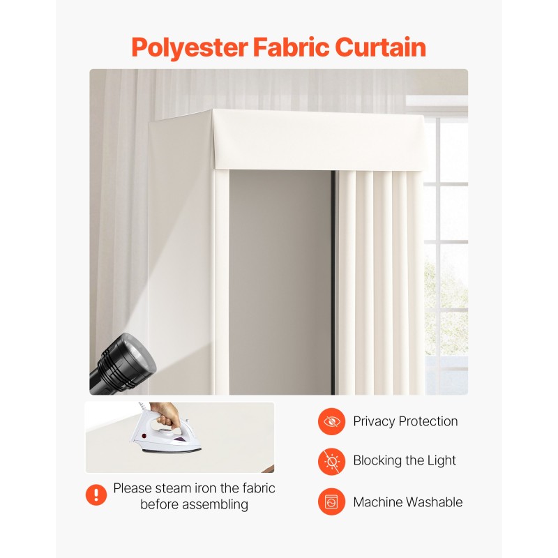 Sovitushuone yhden hengen paksut polyesteriverhot Q195 teräsrunko pyörillä