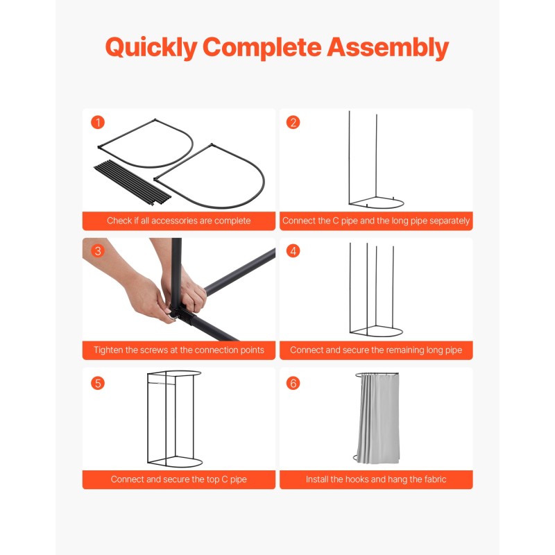 Sovitustila yhden hengen puolipyöreä polyesteriverholla ja metallirungolla