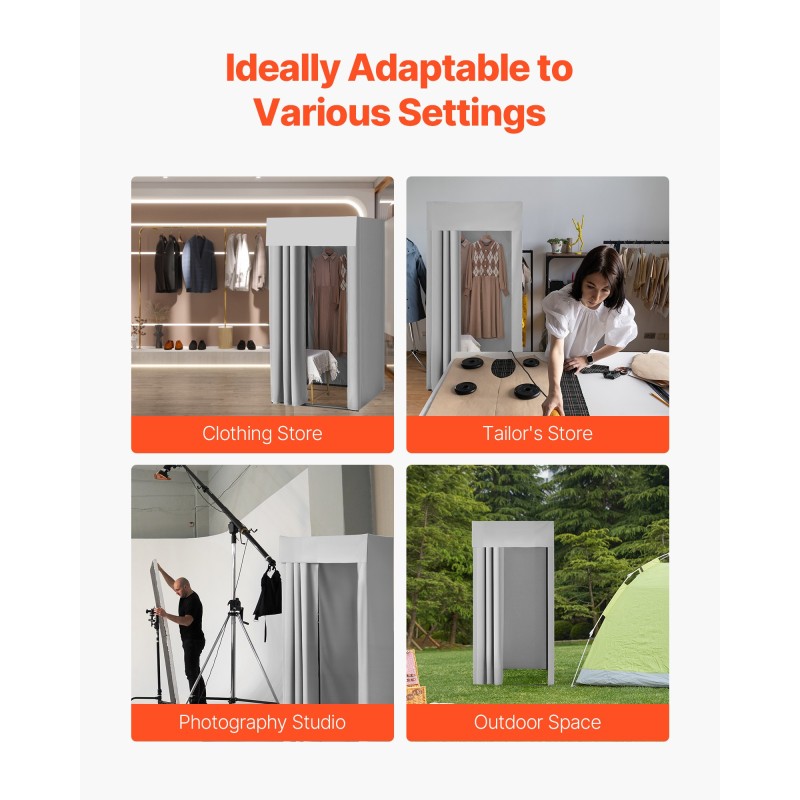 Siirrettävä yhden hengen sovitushuone Q195-rautarunko polyesteriverho 99×99×198 cm