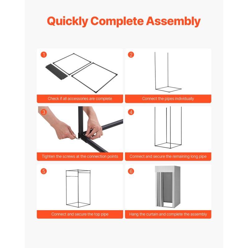 Siirrettävä yhden hengen sovitushuone Q195-rautarunko polyesteriverho 99×99×198 cm