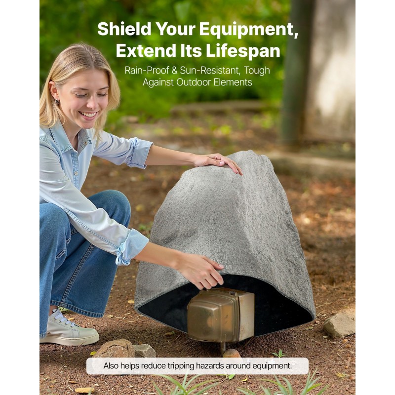 Keinotekoinen polyeteenimuovinen kivikansi keskikokoinen harmaa maapiikeillä kaivonkansien peittämiseen