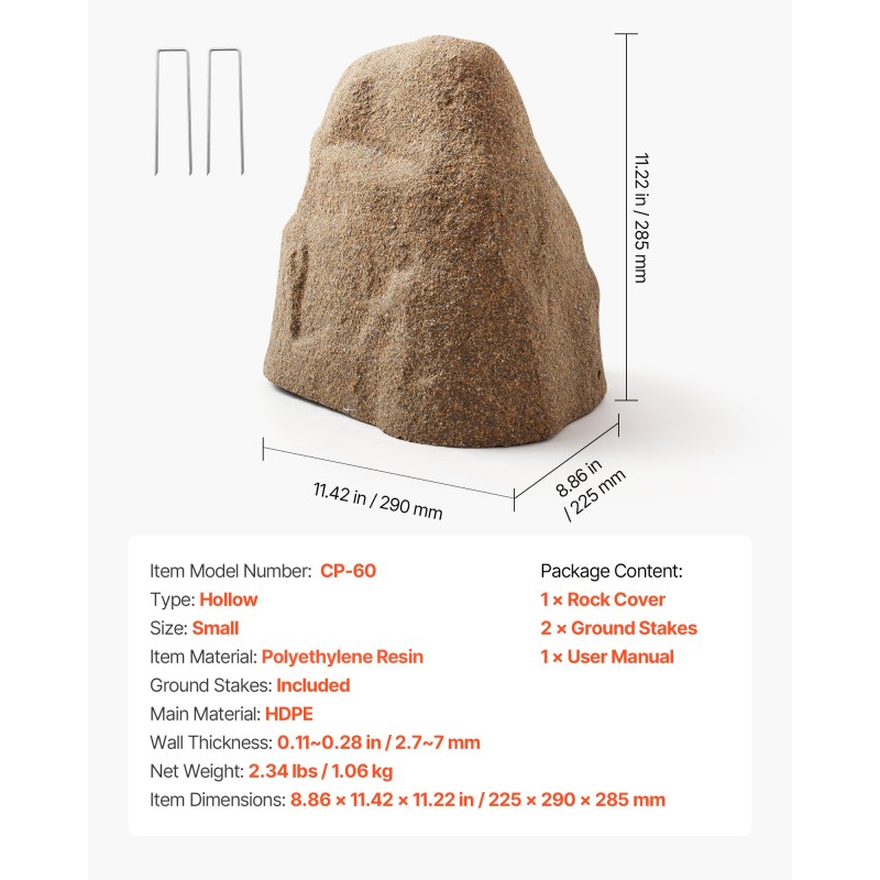 Keinotekoinen polyeteenihartsinen kivikupu pieni kaivonkansien peittämiseen hiekanruskea maakiilat mukana