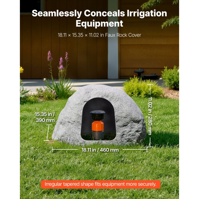 Keinotekoinen polyeteenikivikansi koko S 460 x 390 x 280 mm