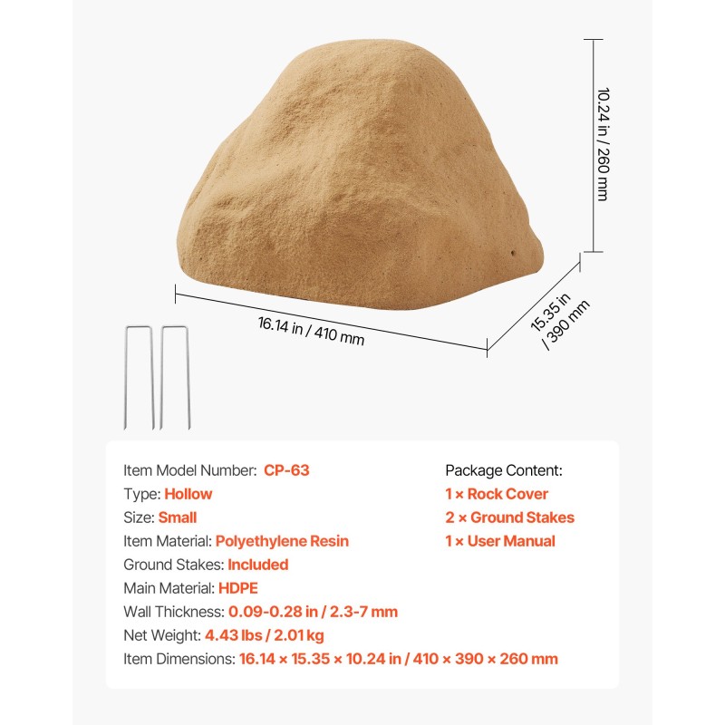 Polyeteenimuovinen keinotekoinen kivisuoja pieni pihan kaivonkansien peittoon maakiilat mukana