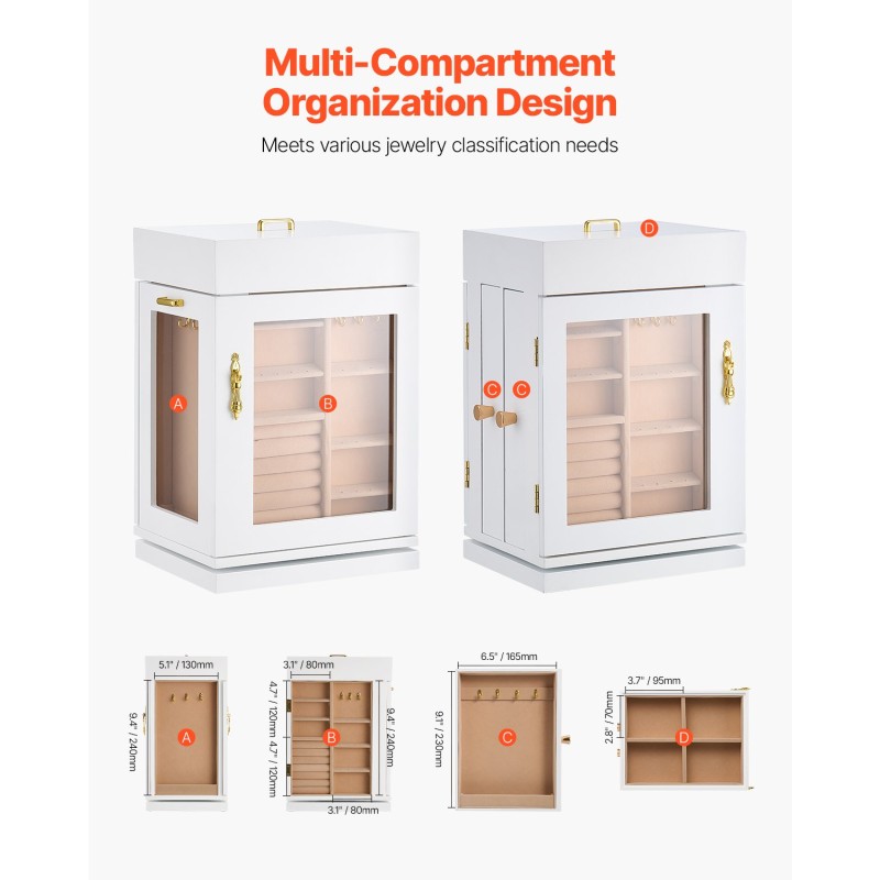 Korurasia 360 asteen pyörivä valkoinen MDF-runko PU-nahka flanellivuori magneettinen ovi