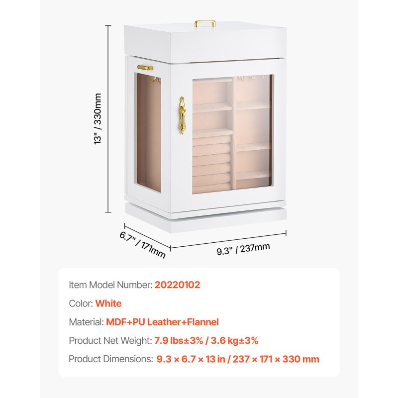 Korurasia 360 asteen pyörivä valkoinen MDF-runko PU-nahka flanellivuori magneettinen ovi