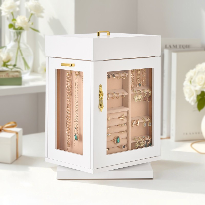 Korurasia 360 asteen pyörivä valkoinen MDF-runko PU-nahka flanellivuori magneettinen ovi