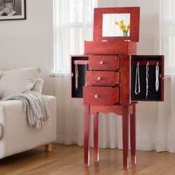 Vapaasti seisova korukaappi MDF-runko puunsävyinen 3 laatikkoa 4 lokeroa 6 koukkua