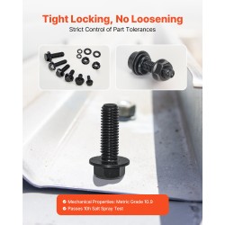 Pultti- ja mutterilajitelma seosteräksestä 280 osaa M6, M8 ja M10 läpinäkyvä säilytyslaatikko